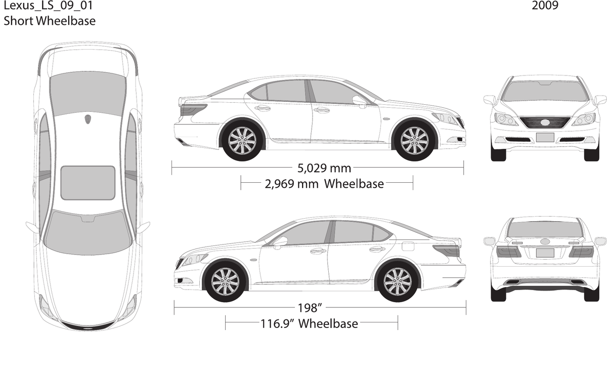 2009 Lexus LS vector wrap template, Design-Ready PDF - GravBase