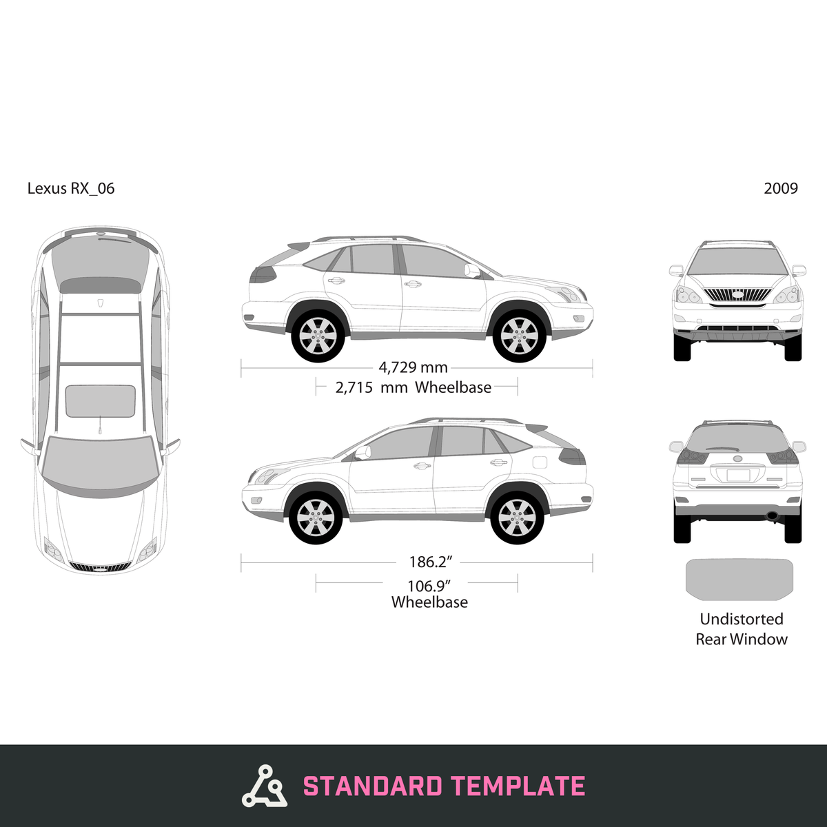 2009 Lexus RX vector wrap template, Design-Ready PDF - GravBase