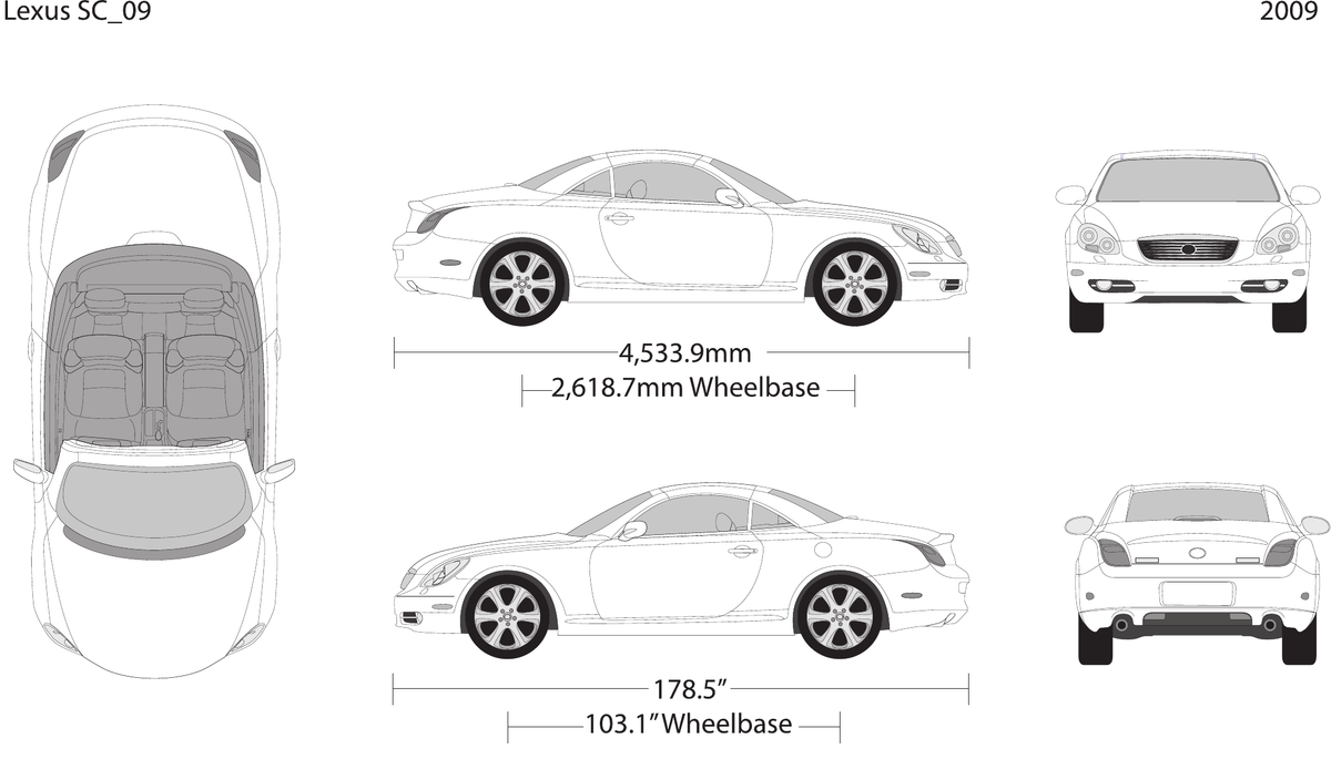 2009 Lexus SC vector wrap template, Design-Ready PDF - GravBase
