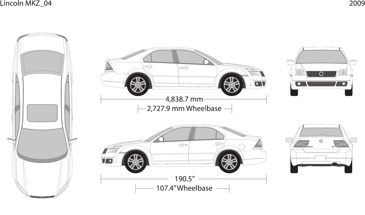 2009 Lincoln MKZ vector wrap template, Design-Ready PDF - GravBase