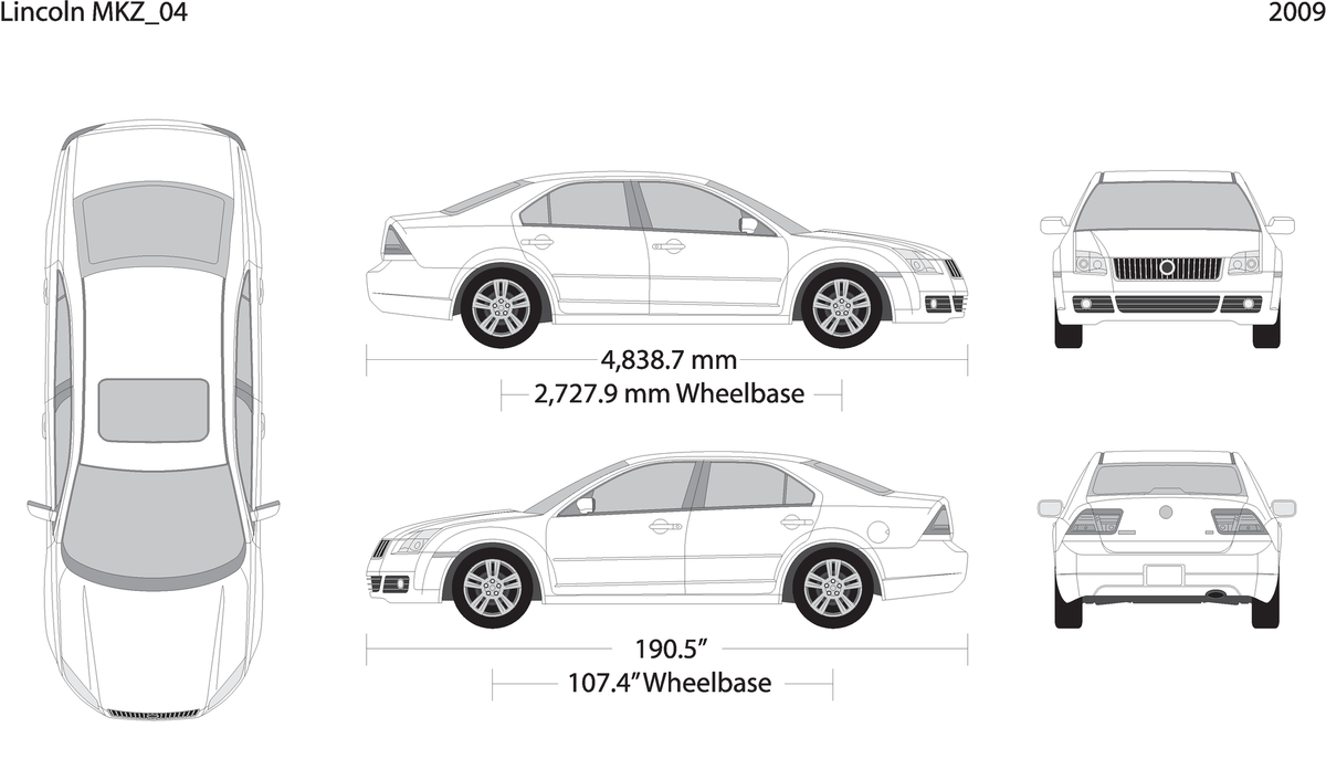 2009 Lincoln Mkz V04 Vehicle Wrap Template