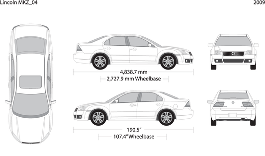 2009 Lincoln Mkz V04 Vehicle Wrap Template