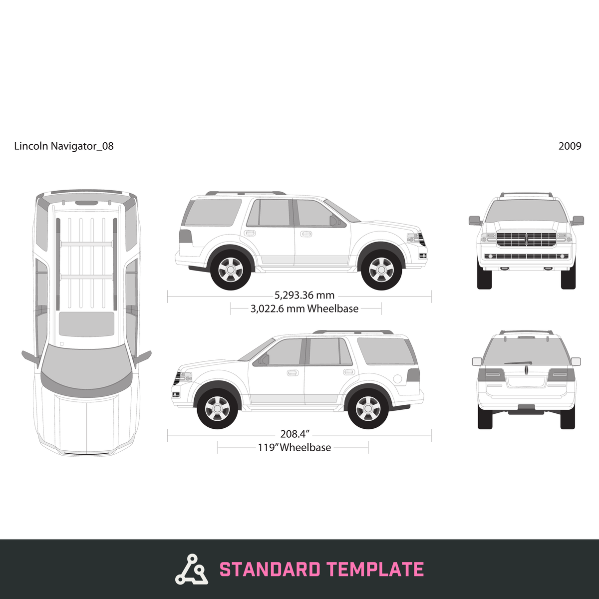 2009 Lincoln Navigator vector wrap template V08, Design-Ready PDF - GravBase