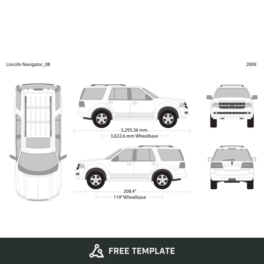 2009 Lincoln Navigator free vector vehicle wrap template - GravBase
