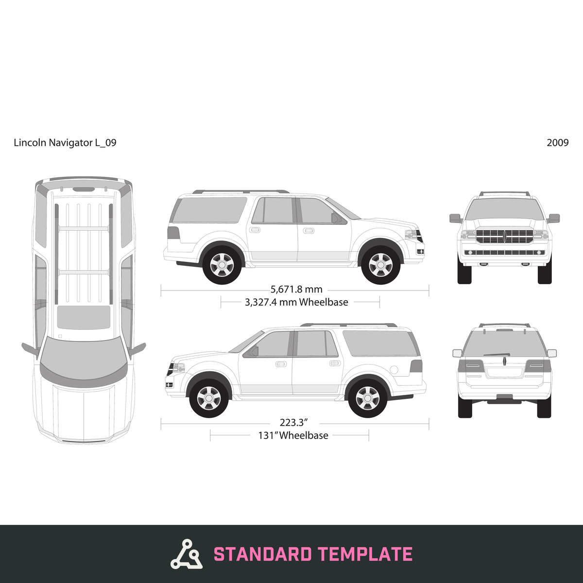 2009 Lincoln Navigator vector wrap template V09, Design-Ready PDF - GravBase