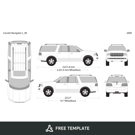 2009 Lincoln Navigator free vector vehicle wrap template - GravBase