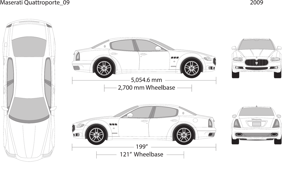 2009 Maserati Quattroporte vector wrap template, Design-Ready PDF - GravBase