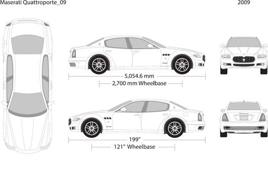 2009 Maserati Quattroporte vector wrap template, Design-Ready PDF - GravBase