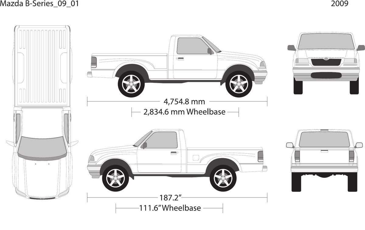 2009 Mazda B-Series Vector Wrap Template - GravBase