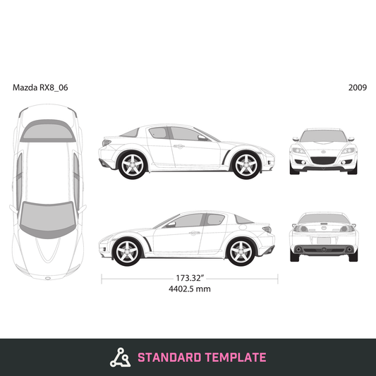 2009 Mazda RX8 vector wrap template, Design-Ready PDF - GravBase