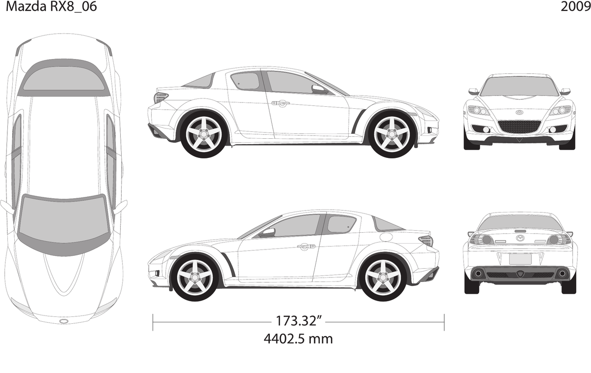 2009 Mazda RX8 vector wrap template, Design-Ready PDF - GravBase