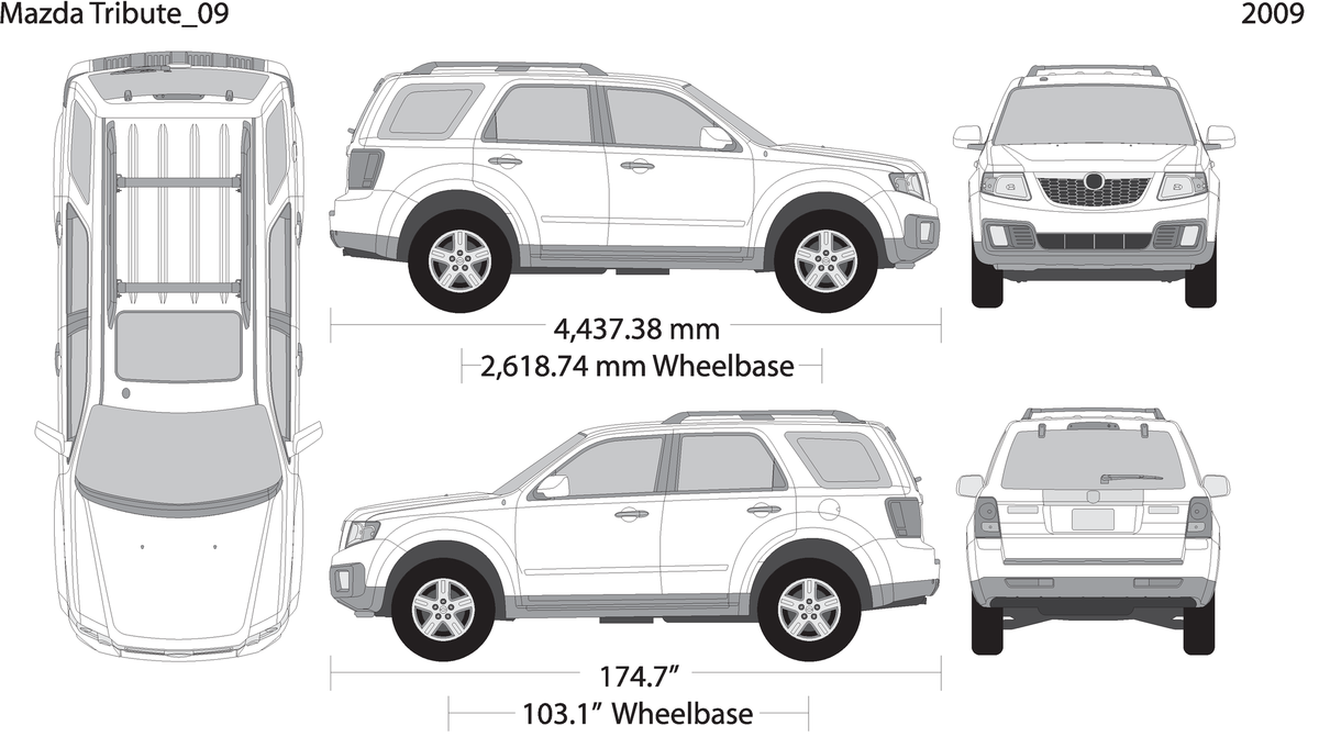 2009 Mazda Tribute V09 Vehicle Wrap Template
