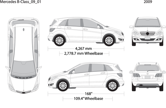 2009 Mercedes B Class V01 Vehicle Wrap Template