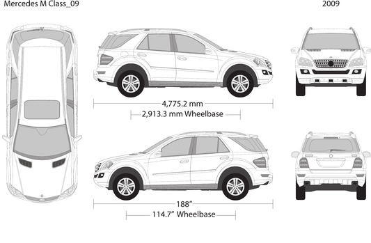 2009 Mercedes M-Class Vector Wrap Template - GravBase