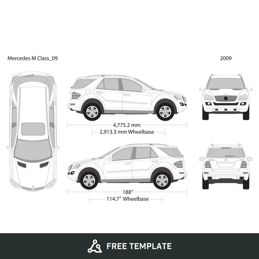 2009 Mercedes M-Class free vector vehicle wrap template - GravBase