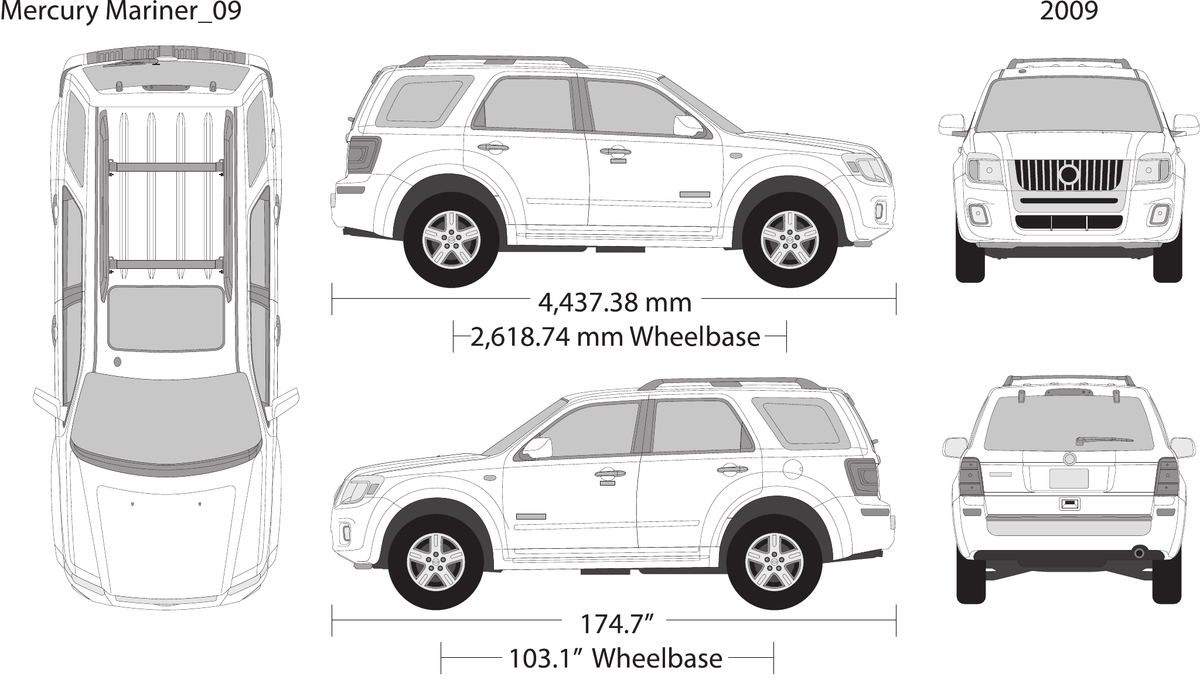 2009 Mercury Mariner Vector Wrap Template - GravBase