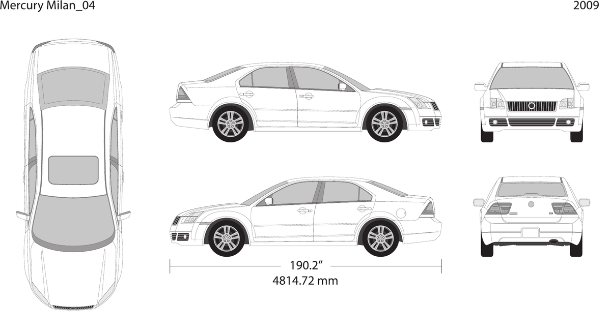 2009 Mercury Milan vector wrap template, Design-Ready PDF - GravBase