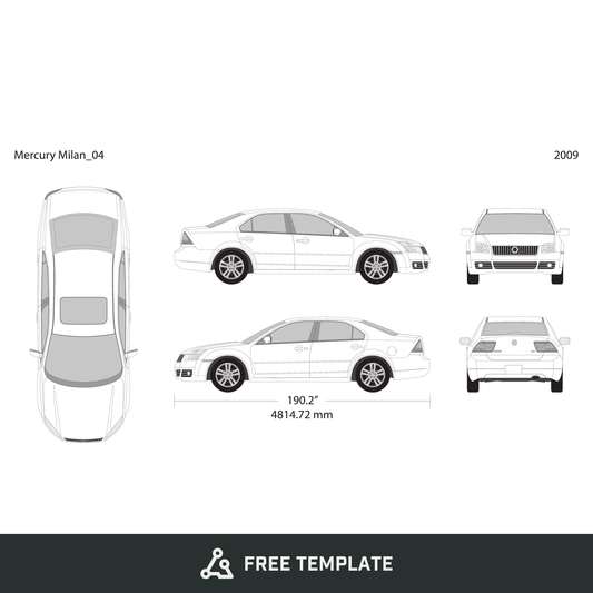 2009 Mercury Milan free vector vehicle wrap template - GravBase