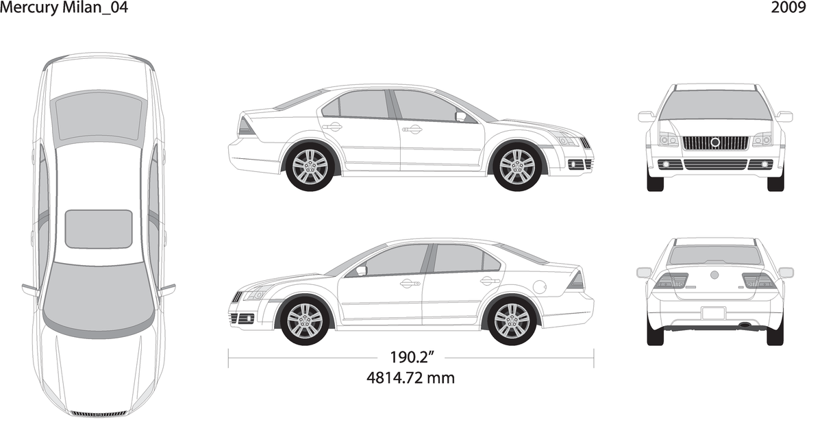 2009 Mercury Milan V04 Vehicle Wrap Template