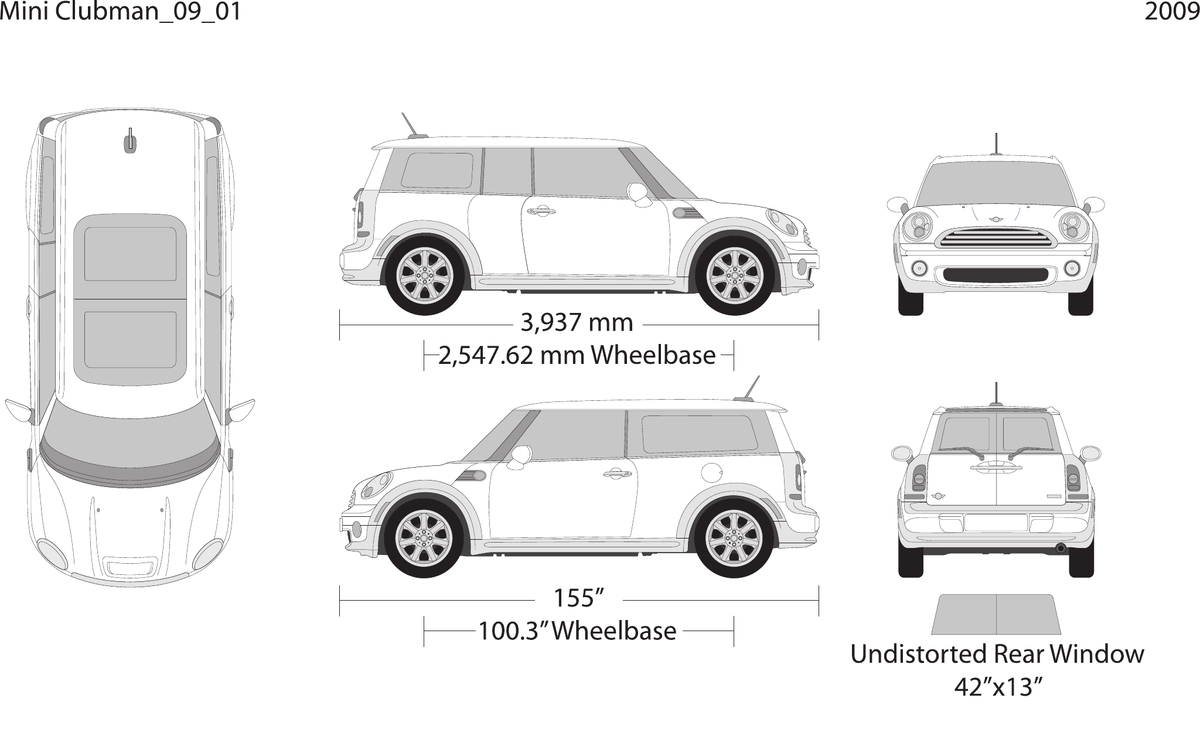 2009 Mini Cooper Mini Clubman vector wrap template, Design-Ready PDF - GravBase