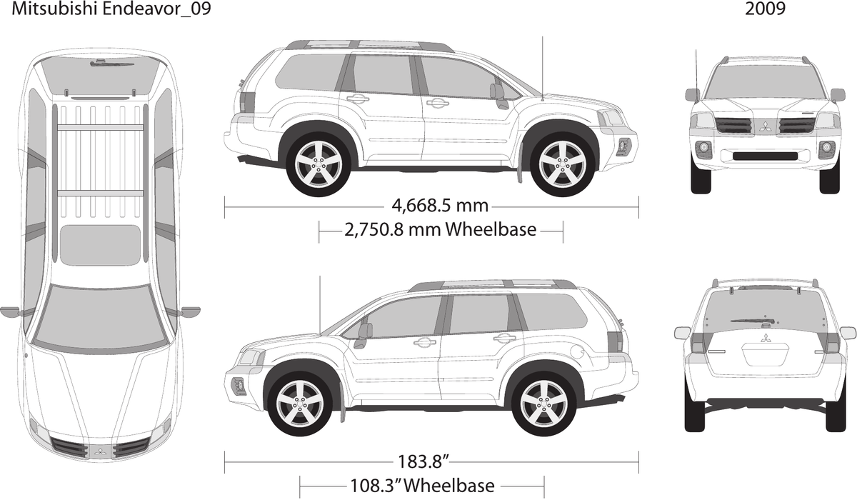 2009 Mitsubishi Endeavor Vector Wrap Template - GravBase