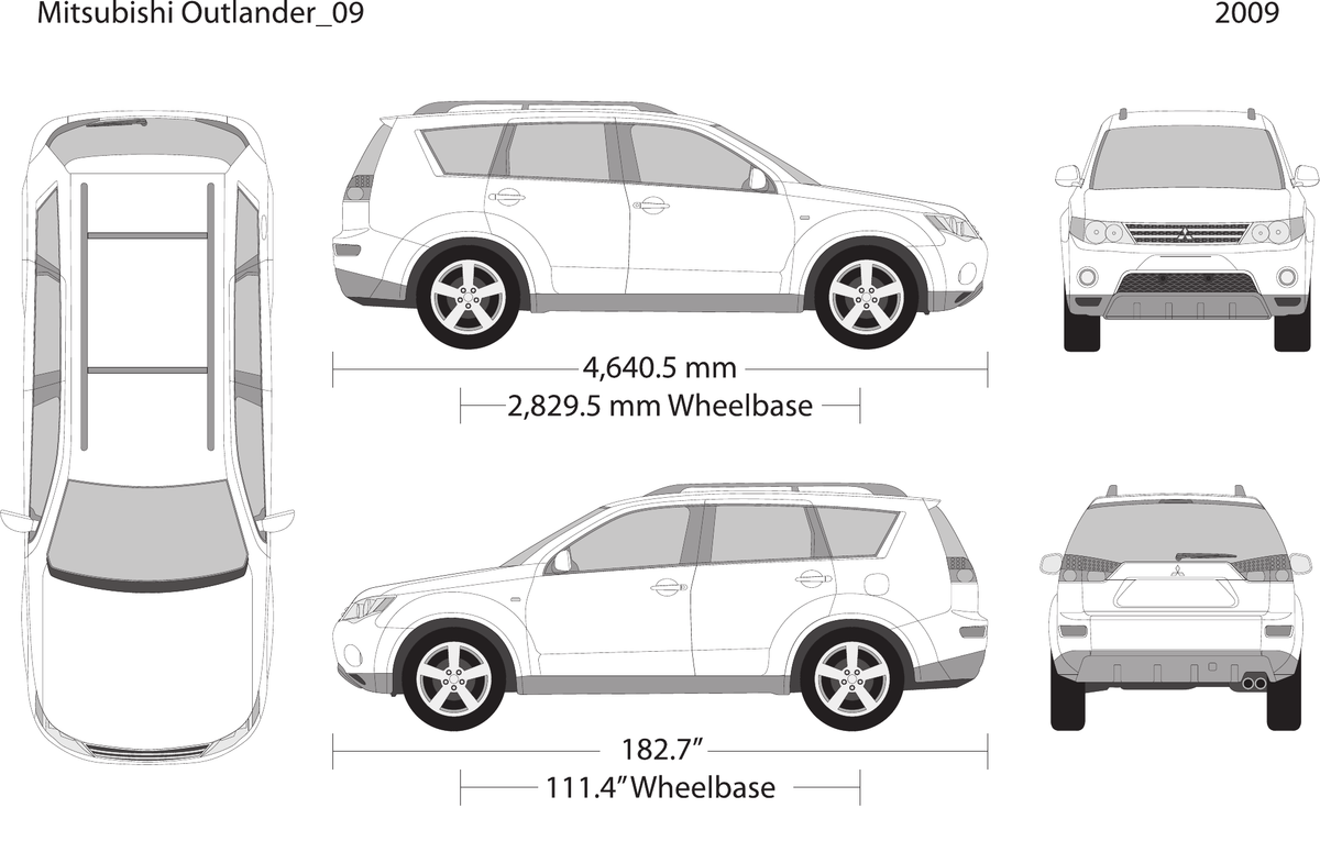 2009 Mitsubishi Outlander vector wrap template, Design-Ready PDF - GravBase