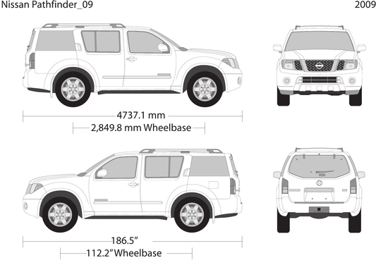 2009 Nissan Pathfinder vector wrap template, Design-Ready PDF - GravBase