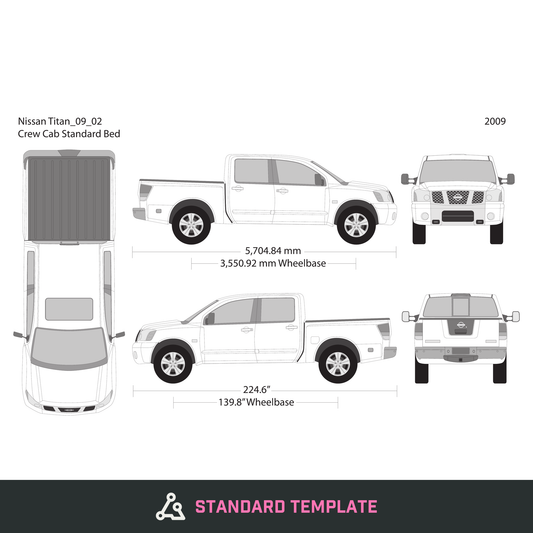 2009 Nissan Titan vector wrap template V02, Design-Ready PDF - GravBase