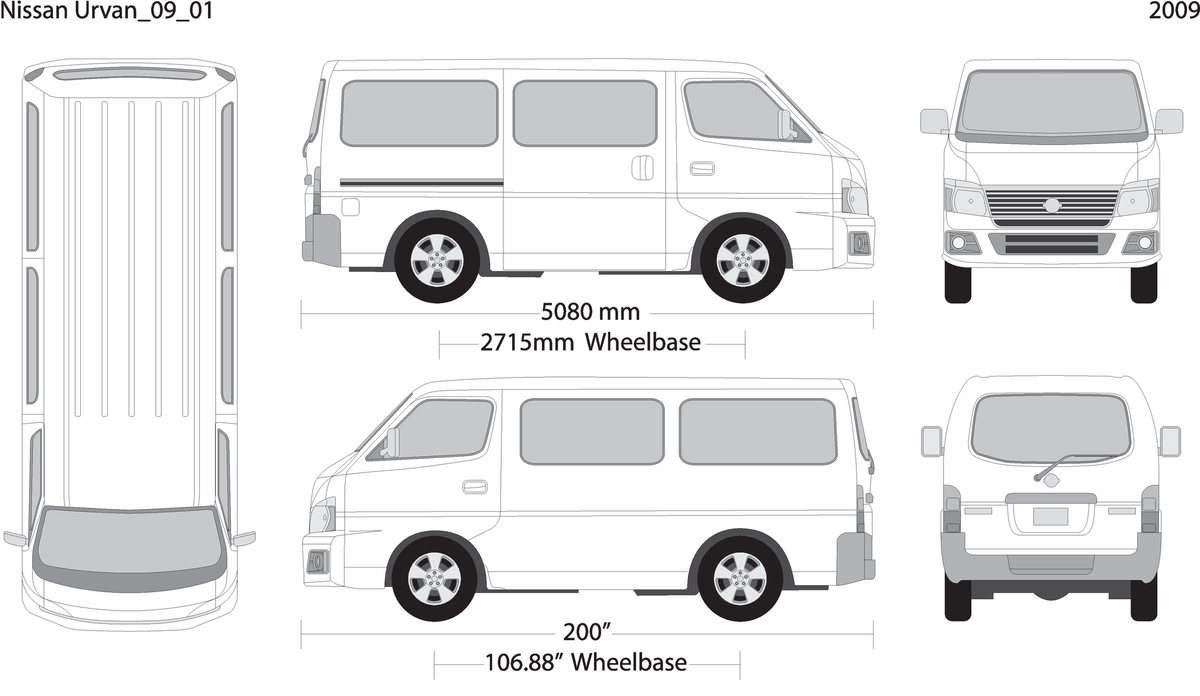 2009 Nissan Urvan V01 Vehicle Wrap Template