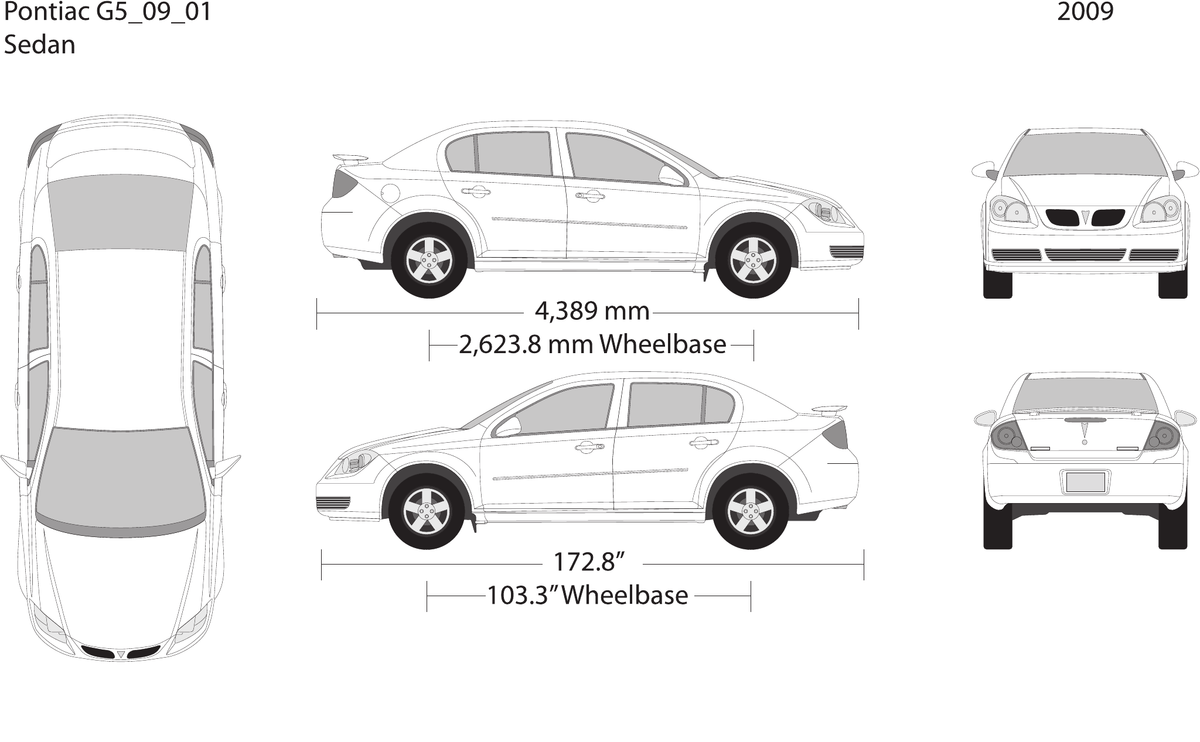 2009 Pontiac G5 vector wrap template, Design-Ready PDF - GravBase