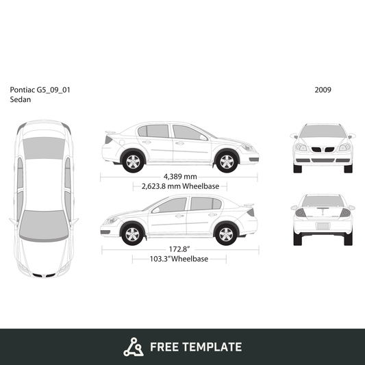 2009 Pontiac G5 free vector vehicle wrap template - GravBase