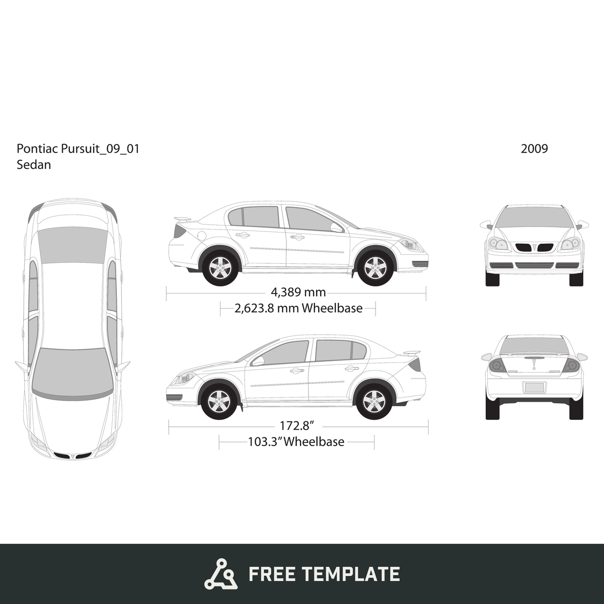 2009 Pontiac Pursuit free vector vehicle wrap template - GravBase