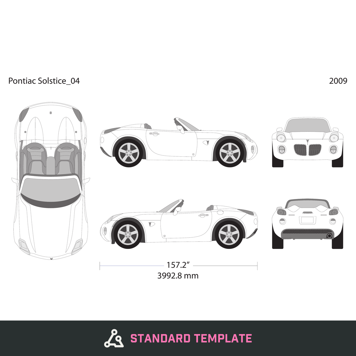 2009 Pontiac Solstice vector wrap template, Design-Ready PDF - GravBase