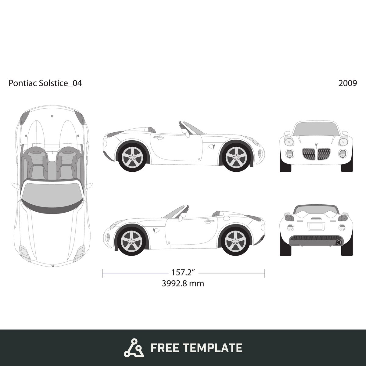 2009 Pontiac Solstice free vector vehicle wrap template - GravBase