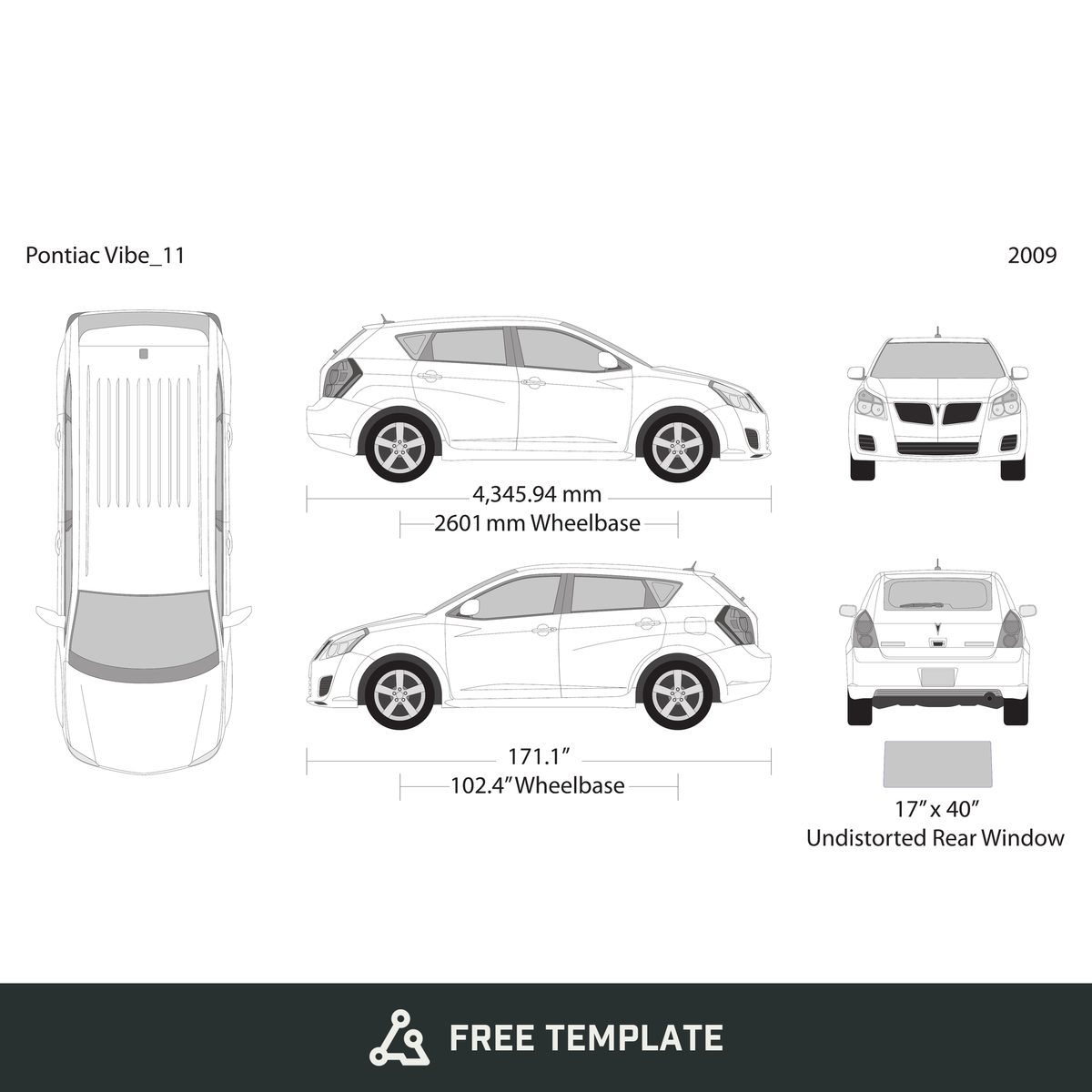 2009 Pontiac Vibe free vector vehicle wrap template - GravBase