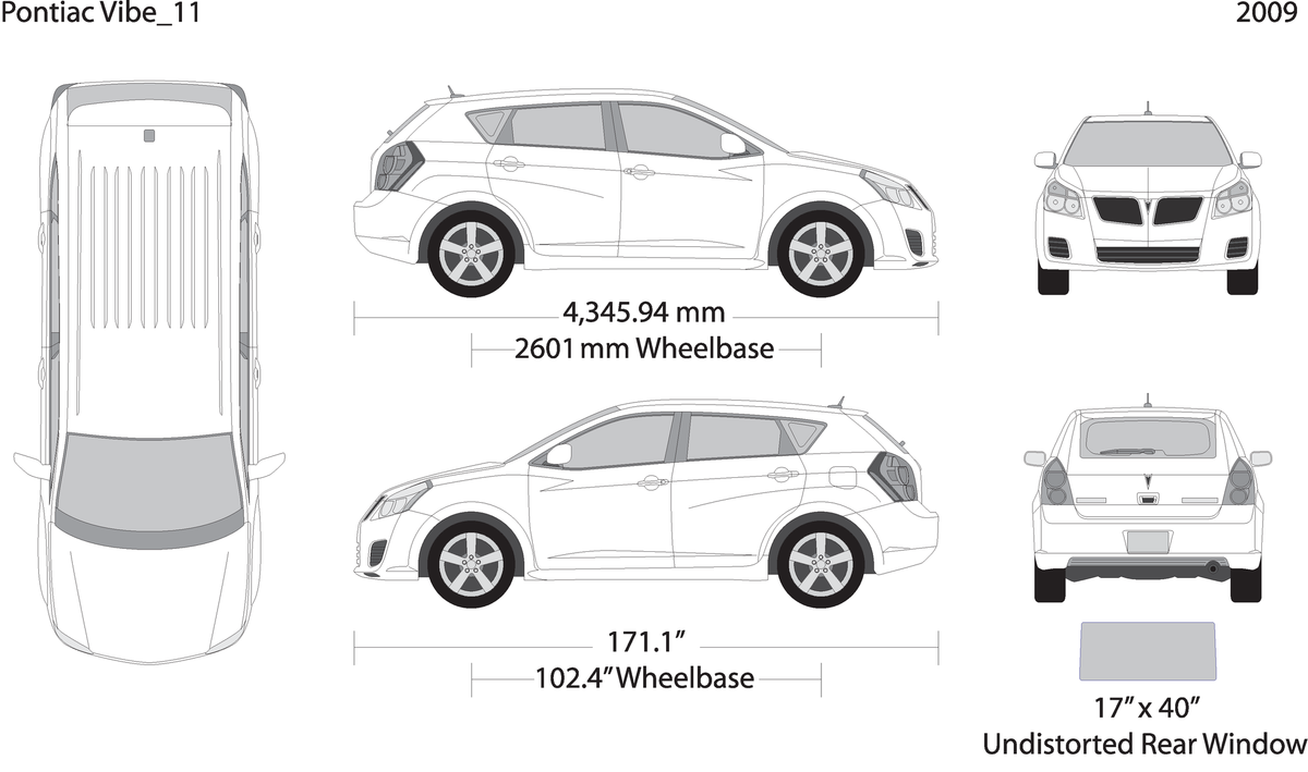 2009 Pontiac Vibe V11 Vehicle Wrap Template