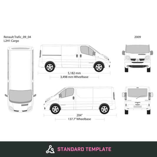 2009 Renault Trafic vector wrap template V04, Design-Ready PDF - GravBase