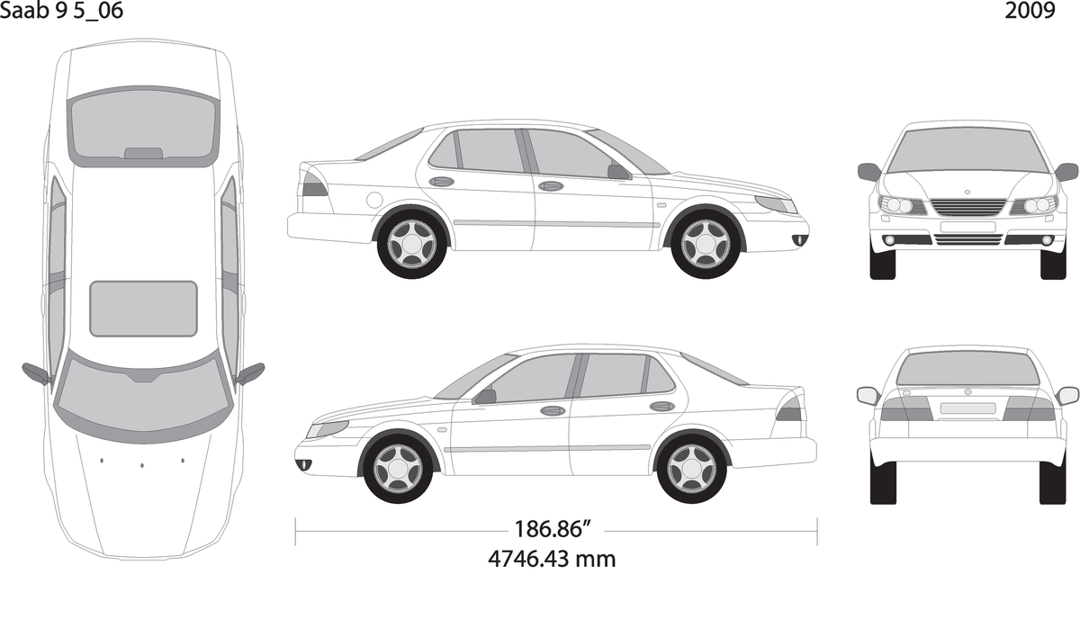 2009 Saab 9 5 V06 Vehicle Wrap Template