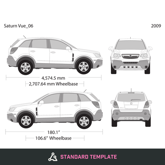 2009 Saturn Vue vector wrap template, Design-Ready PDF - GravBase