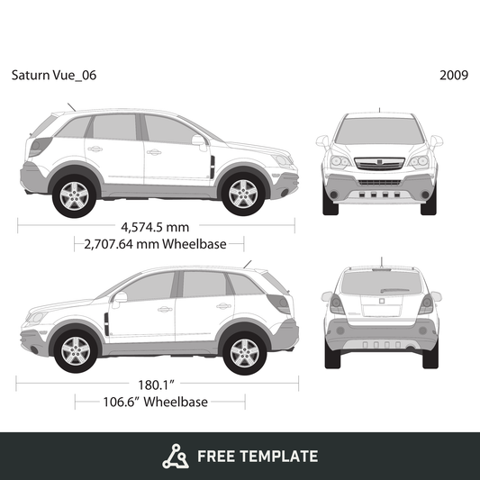 2009 Saturn Vue free vector vehicle wrap template - GravBase