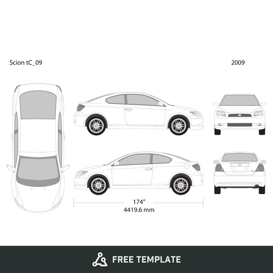 2009 Scion Tc free vector vehicle wrap template - GravBase