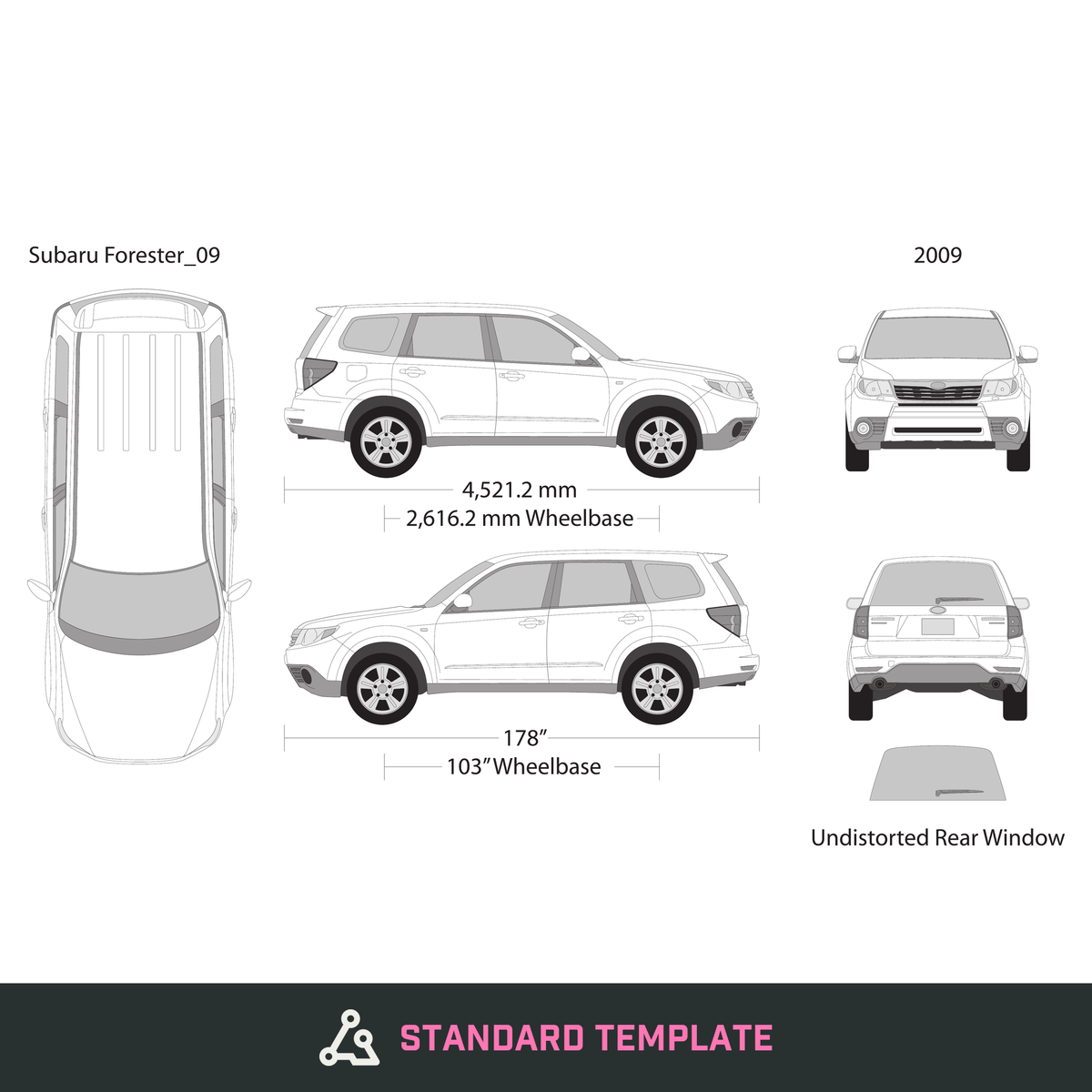 2009 Subaru Forester vector wrap template, Design-Ready PDF - GravBase