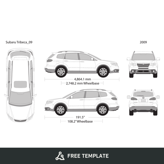 2009 Subaru Tribeca free vector vehicle wrap template - GravBase