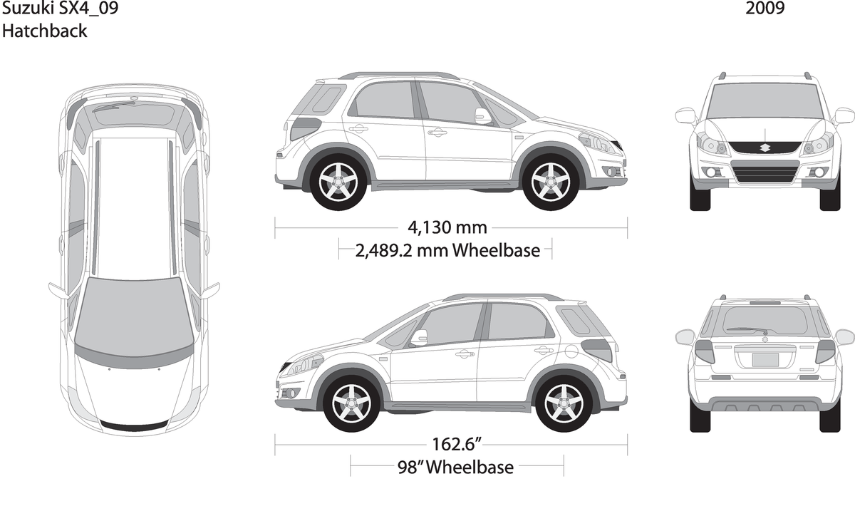 2009 Suzuki Sx4 V09 Vehicle Wrap Template
