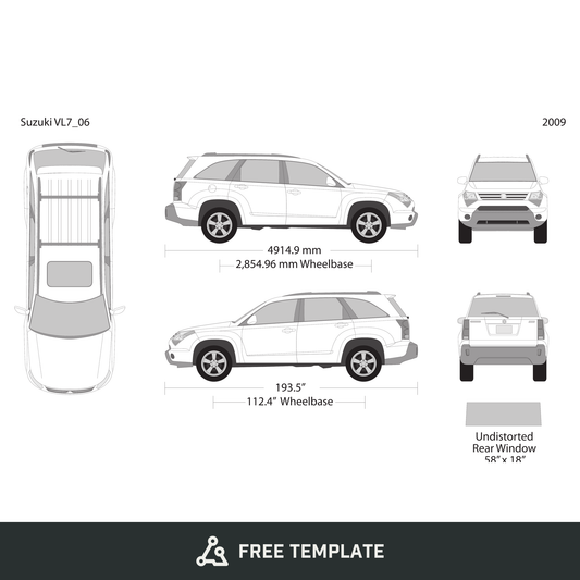 2009 Suzuki XL7 free vector vehicle wrap template - GravBase