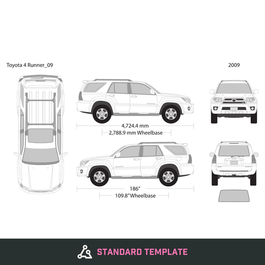 2009 Toyota 4 Runner vector wrap template, Design-Ready PDF - GravBase
