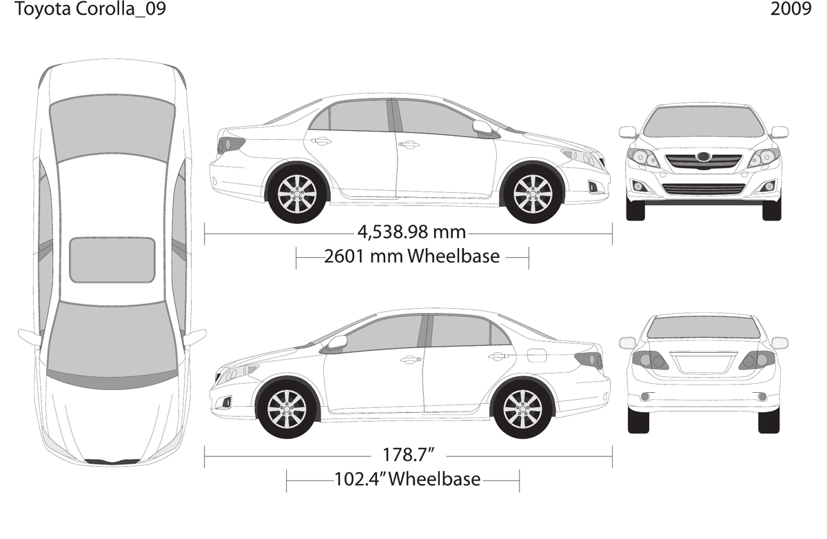 2009 Toyota Corolla Vector Wrap Template - GravBase