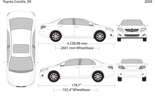 2009 Toyota Corolla Vector Wrap Template - GravBase