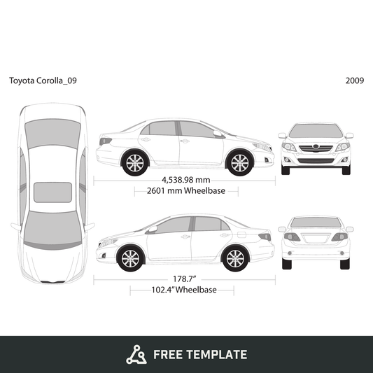 2009 Toyota Corolla free vector vehicle wrap template - GravBase