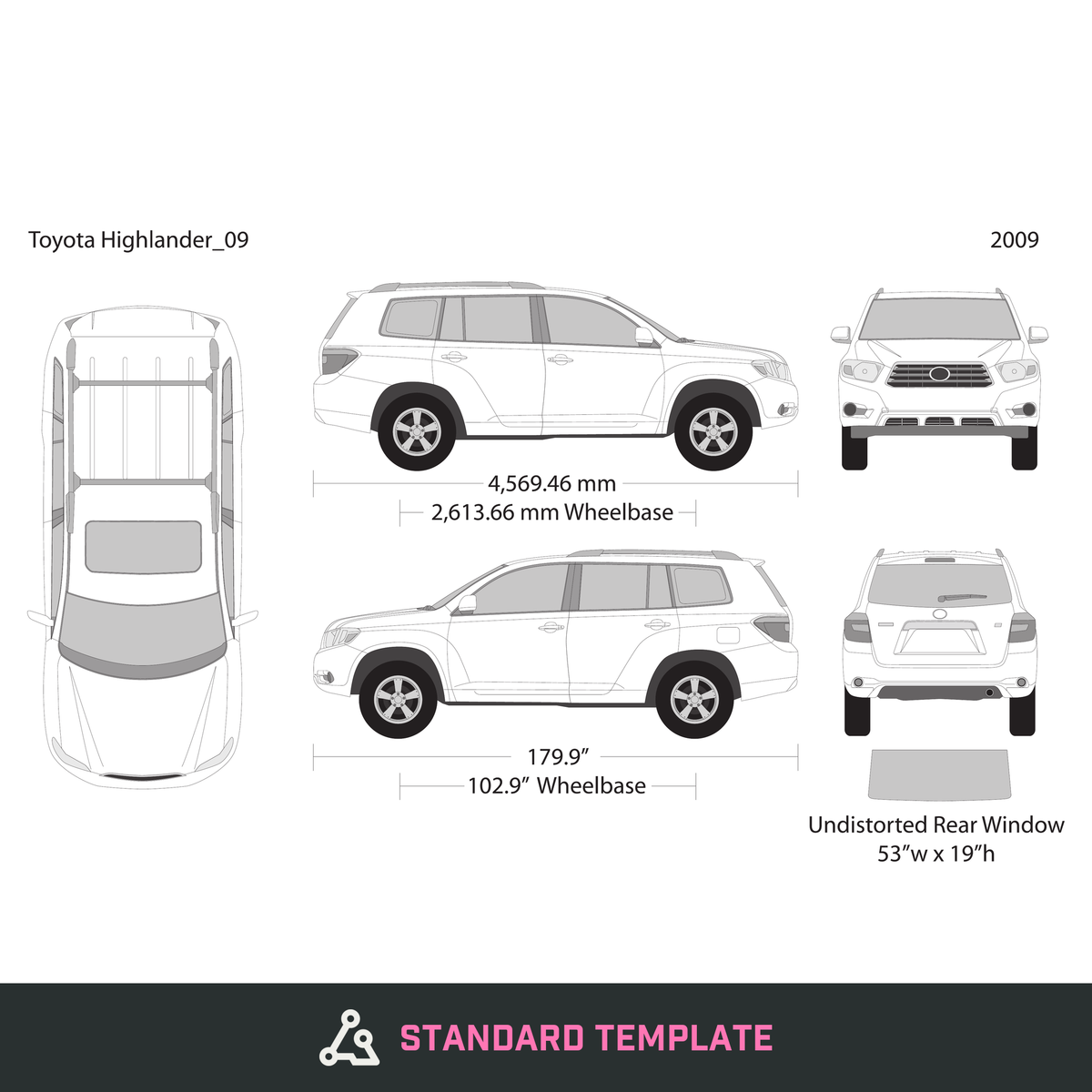 2009 Toyota Highlander vector wrap template, Design-Ready PDF - GravBase